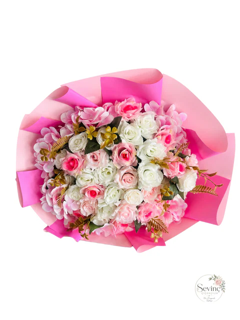 Forever Blush Pembe Yapay Buket — Halkalı Sevinç Çiçekçilik