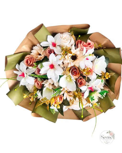 Peach Keepsake Karışık Yapay Buket — Halkalı Sevinç Çiçekçilik