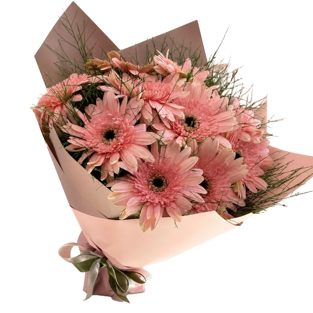Rosy Sunbeam Pembe Gerbera Buketi — Halkalı Sevinç Çiçekçilik