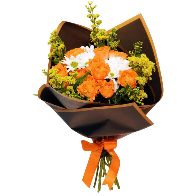 Apricot Cloud Turuncu ve Beyaz Çiçek Buketi — Halkalı Sevinç Çiçekçilik