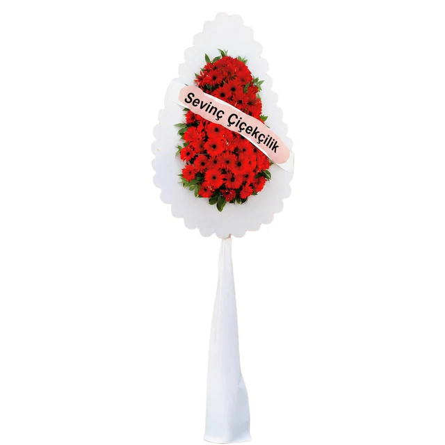 Kızıl Tören Gerbera Çelengi — Halkalı Sevinç Çiçekçilik