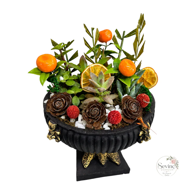 Citrus Cabinet Dekoratif Renkli Aranjman — Halkalı Sevinç Çiçekçilik