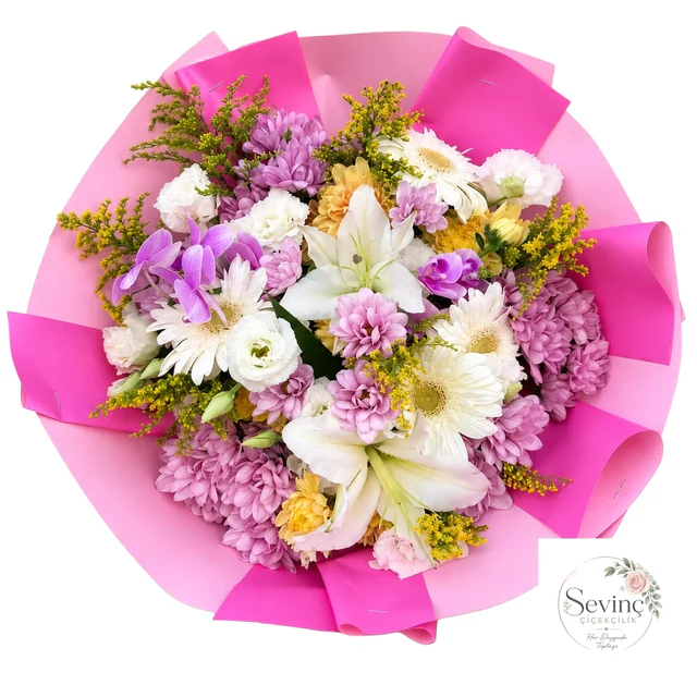 Spring Mosaic Lilyumlu Renkli Buket — Halkalı Sevinç Çiçekçilik