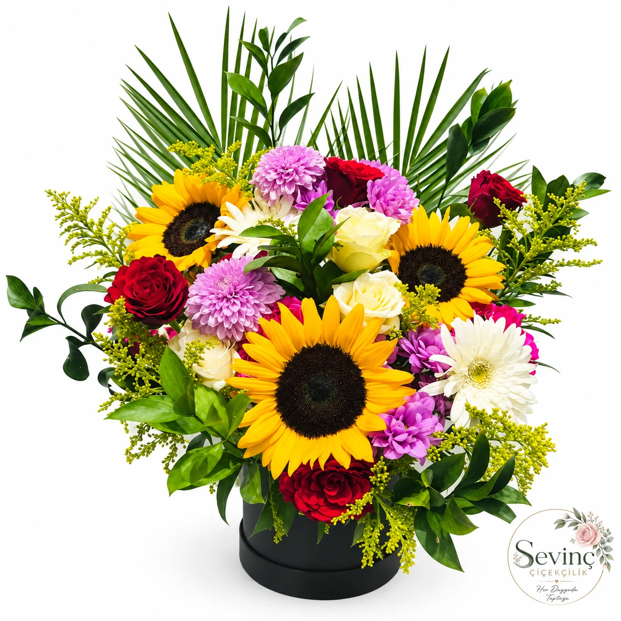 Renklerin Şöleni Kutuda Karışık Çiçek — Halkalı Sevinç Çiçekçilik